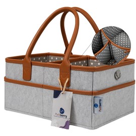 Melliberry Baby Diaper Caddy Changing Table Organizer - Baby Basket Diaper Caddy Organizer with Handle - Basket for Nursery with Changing Pads & Storage