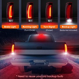 Tresound Tail Light + 3rd Brake Lamp for Chevy Avalanche 1500 2500 2002-2006, Third High Mount Stop Light Rear LED Taillight Assembly, GM2800153, GM2801153