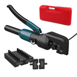 Muzata Upgraded Custom Hydraulic Crimping Tool Hydraulic Crimper with 9 Dies for 1/8" Stainless Steel Cable Railing Kit and 12 to 2/0 AWG Battery Cable Wire Rope Crimping Tool CT28