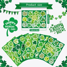 24 Sheets St. Patrick's Day Stickers, Clover Stickers Lucky Shamrock Four Leaf Clover Irish Decor Green Day Stickers for Teens Girls Kids Adults