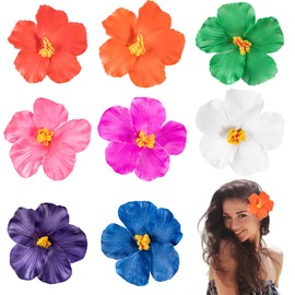 Pack of 8 Hawaiian Flower Hair Clips, Fuchsia Flower Hair Clip for Women, Plumeria Hibiscus Hair Clip, Flower Blossom Corsage Hair Accessories for Holiday, Beach Party
