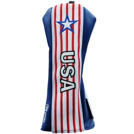 Gbourly Golf Club USA Hybrid Head Cover Stars and Stripes Flag Patriotic PU Leather Headcover