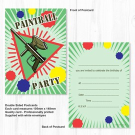 Olivia Samuel 20 x Paintball Party Invitations - Birthday Invites from A6 Postcard Size with envelopes