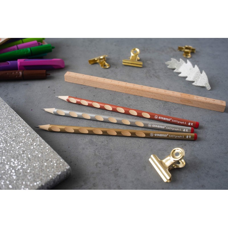 STABILO EASYgraph S Metallic Edition Slim Triangular Pencil for Right-Handed