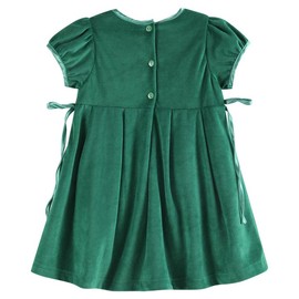 Lil cactus Green Velvet and Satin Bow Christmas Dress, 18-24 Months