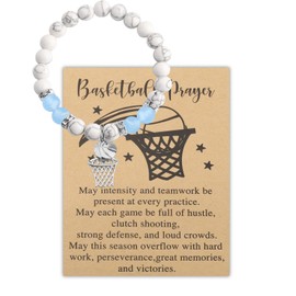 MYOSPARK Basketball Player Gifts Basketball Bracelet Jewelry Basketball Lovers Gift Basketball Team Gift Basketball Inspiration Gift (Basketball bead BR)