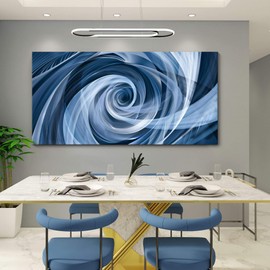YDYSUNE Large Wall Art Abstract Painting Swirl Vibrant Blue Lines Abstract Painting Minimalist Decoration Suitable for Living Room Bedroom Home Decoration Ready to Hang