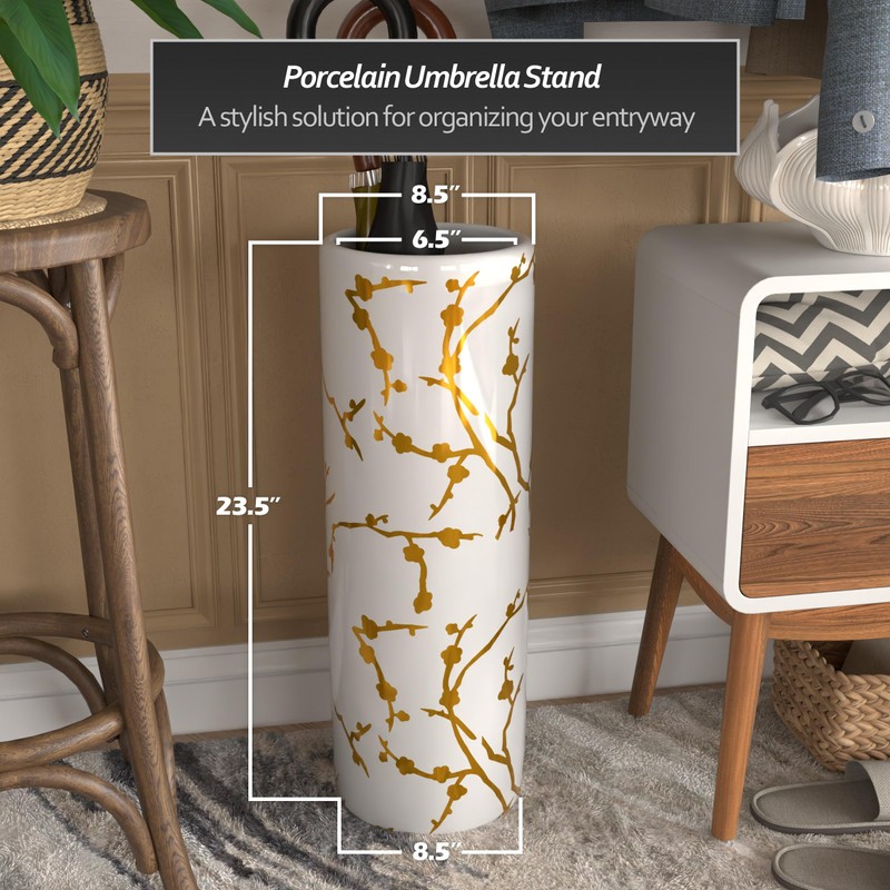 Red Lantern 24" Gold Branches Umbrella Stand