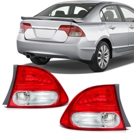 SCITOO Pair Taillight Assembly Fits 2009-2011 for Honda Civic Sedan Headlights Clear Lens, 33501SNAA51/HO2819138 (Bulbs Not Included)