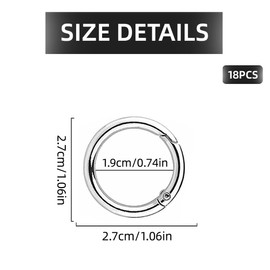 BZKSER Round Carabiner – Pack of 18 Carabiner Hooks Round, Carabiner Hooks for Bags, Round Carabiner Hook Snap 27 mm Zinc Alloy Spring Jump Rings for Key Chain Bag Purse 3 Colours