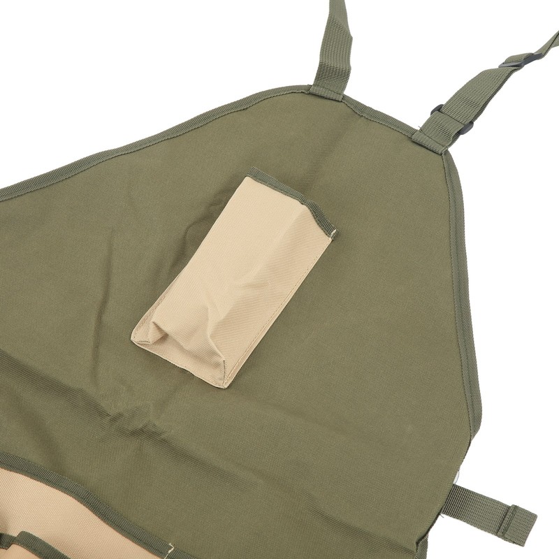 Gardening Apron Green Khaki 600D Oxford Fabric Multiple Pockets Durable