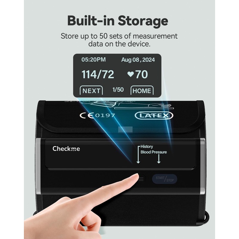 CheckMe Blutdruckmessgerät Oberarm – Präzises Digitales Blutdruckmessgeräte mit App-Synchronisation, Mehrbenutzer-Modus,
