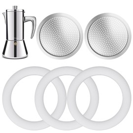 DITOSH 2 Pcs Filter with 3 Pcs Silicone Gasket Seals for 4 Cup Stovetop Espresso Coffee Maker Replacement Parts for 304 Stainless Steel Moka Pot