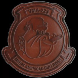 4.5" USMC MARINE CORPS VMA-223 BULLDOG SQUAD MILITARY ANTIQUE LOOK LEATHER PATCH