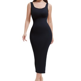 LIRASDIS Shapewear Full Slip for Under Dresses, Tummy Control Slip Dress for Women, Square Neck Long Slimming Dress