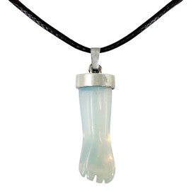 Hand Fist Higa Natural Stone Pendant - Black Hand Evil Eye Amulet - Gemstone and Mineral Necklace - Woman or Man Necklace, Stone, Opal