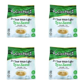 4 Pack Chek Hup 3 in 1 Ipoh White Coffee - Less Sweet Imported from Malaysia (4x12 sachets)