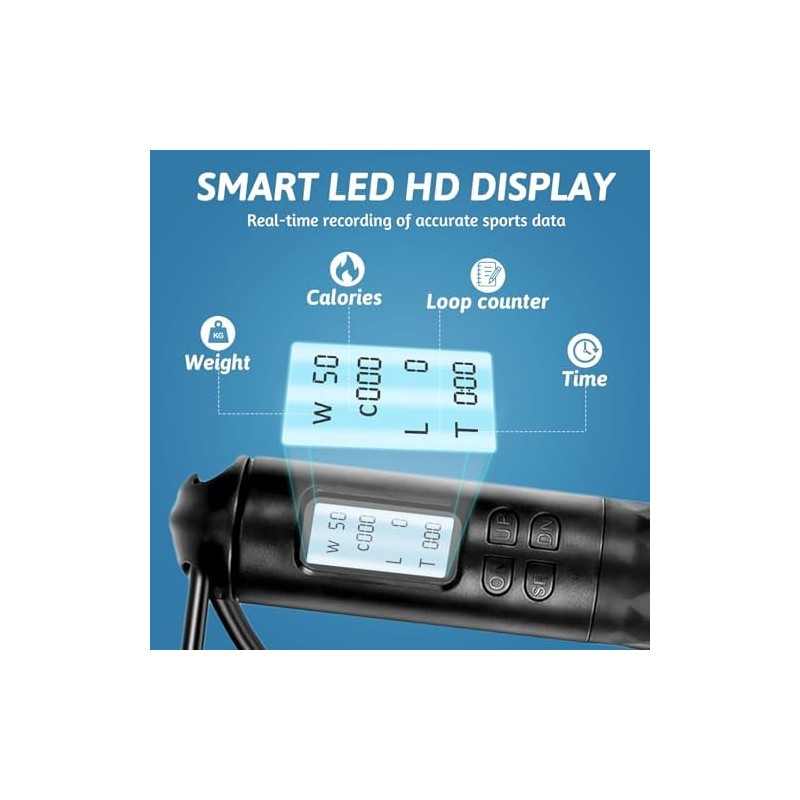 TOGETDREAM Cuerda de saltar con contador, cuerda de saltar ajustable