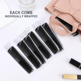 200 Pack Bulk Combs Individually Wrapped, Pocket Combs In Bulk, Black Hair Combs Set for Kids Women Men, Black Plastic Fine Dressing Comb(Black,200)