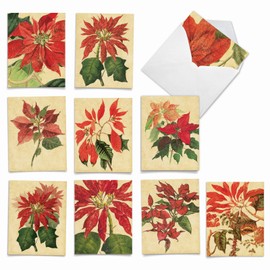 Poinsettia Saison de Noël Humour papier carte 10 Assorted Blank Note Cards (SKU:M10012XB) 10 Assorted Blank Note Cards (SKU:M10012XB)