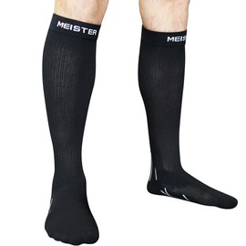 Meister Graduated 20-25mmHg Compression Running Socks for Shin Splints (Pair) - Black - Medium