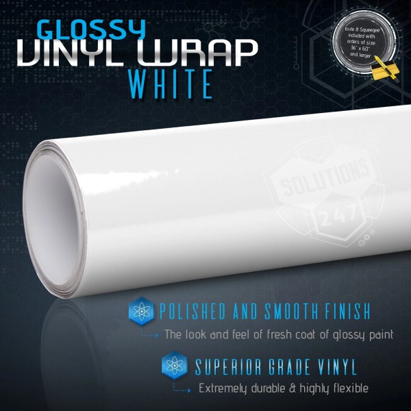 Solutions Gloss White Glossy Vinyl Wrap Film Decal Bubble Free