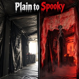 2 pcs Halloween Bloody Gauze Decorations, Horror Bloody Cloth Door Curtain, Haunted House Hanging Prop for Halloween Party Decorations