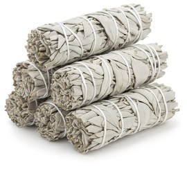 Sahumerios de Salvia Blanca Natural, Set de 6 Atados, 10-12 cm, Premium de Baja California, para Limpieza Energética y Purificación, Rituales de Meditación