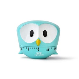 FCOVUVDBD Blue Owl Mechanical Kitchen Timer, 60-Minute Wind Up Dial 360° Rotating, Cute Timer for Cooking/Reading/Do Sport