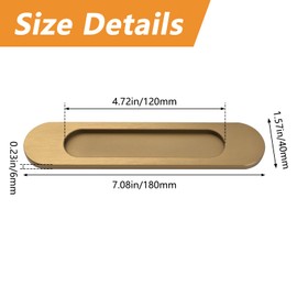MOROBOR 18CM Self-Stick Oval Sliding Door Pulls, 2pcs Bronze Gold Aluminum Alloy Flush Pull Punch-Free Handle for Sliding Barn Door Windows Cabinets