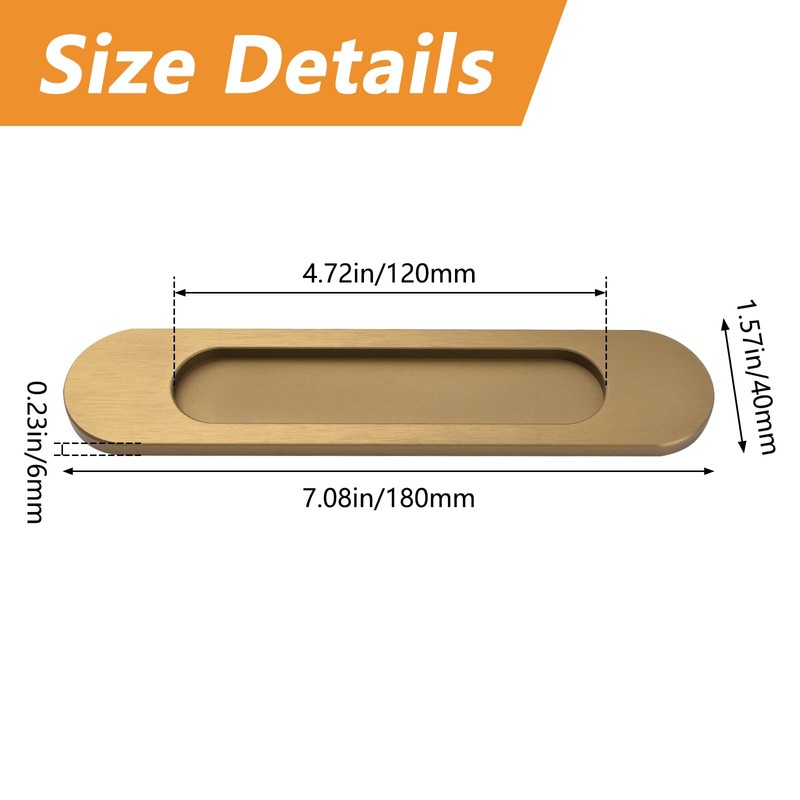 MOROBOR 18CM Self-Stick Oval Sliding Door Pulls, 2pcs Bronze Gold
