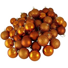 60ct Burnt Orange Shatterproof 4-Finish Christmas Ball Ornaments 2.4" (60mm)