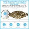 Gold Magnifying Glass with oval floral and leaf pattern, Handy