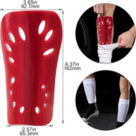 Soccer Shin Guards, 2 Pair Lightweight and Breathable Shin Guard Sleeves Adults and Kids (Red, White)