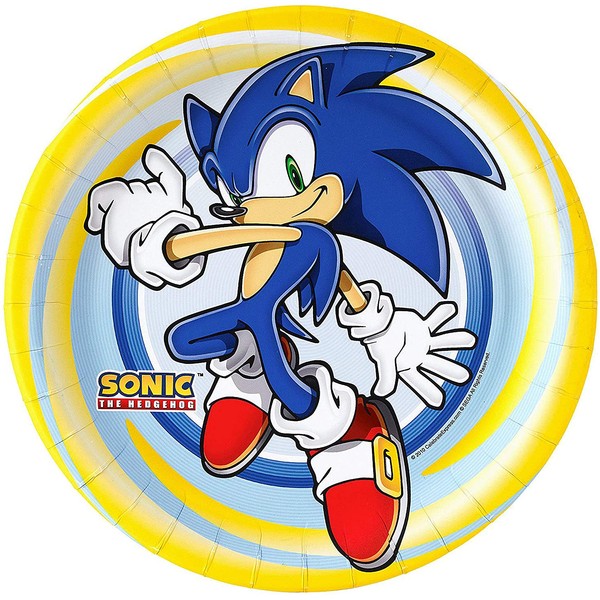 Birthday Express Sonic The Hedgehog 9" Dinner Paper Plates, 8-Count