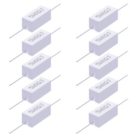 Skweawert Cement Resistor, 10PCS 5W 8 Ohm 5% Axial Lead Wire Resistor White Wound Fixed Ceramic Resistors Wirewound Power Resistors Flame Heat Moisture Resistance Precharge Horizontal Resistors