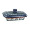 Blue Rose Polish Pottery - Orange Peach Posy Butter Dish