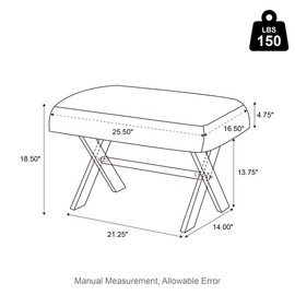 Glitzhome Pink Faux Fur Ottoman Bench, Modern Ottoman Footrest Stool Vanity Stool with Acrylic Legs Modern Accent Bench for Entryway Living Room Bedroom, 25.5" L