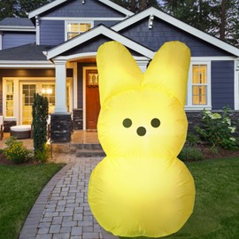 Easter Inflatables Outdoor Decorations,Yellow Bunny Blow Up Easter Yard Decoration Welcome Decor for for Outdoor Indoor, Yard, Garden, Lawn,Easter Supplies (Yellow)