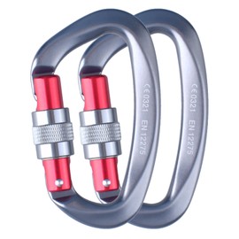 TRIWONDER Climbing Carabiners Clips Heavy Duty UIAA Certified 25kN (5620 lbs) Auto Locking Carabiners for Rappelling Rescue Gym Large Tree Climbing Gear (25KN Grey - 2 Pack)