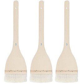 ZEONHEI 3 PCS 3 Inch Flat Hake Brushes, Soft Goat Hair Brush and Hake Paint Brush with Solid Wooden Handle, Hake Brush Set for Watercolor Pottery Painting Arts