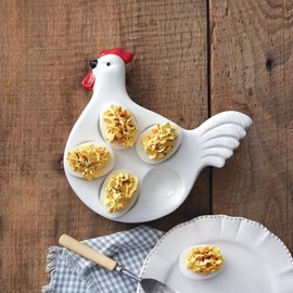 Colonial Tin Works Rooster Deviled Egg Platter, 8-inch Width, Kitchen, Kitchen Accessories