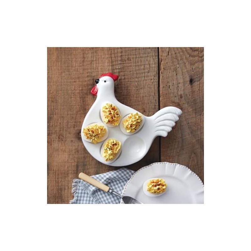 Colonial Tin Works Rooster Deviled Egg Platter, 8-inch Width, Kitchen,