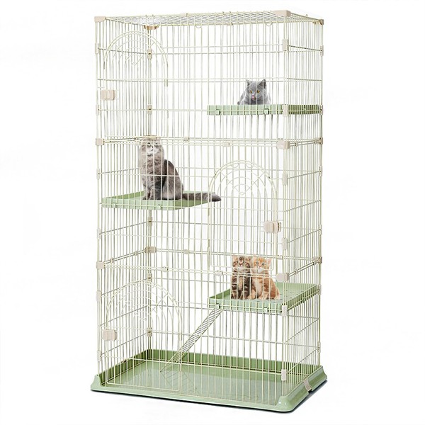 Hamiledyi Large Cat Cage 52 Inches Detachable Cat Kennel with 3 Platforms and 1 Ramp Ladders Green Pet Playpen with 3 Doors Indoor Cat Enclosures Cat Catios for Small and Medium Animals (Green)