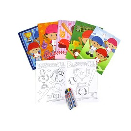 TINYMILLS Baseball Coloring Book Set with 12 Coloring Books and 48 Crayons Baseball Birthday Party Supplies Favor Bag Filler Carnival Prizes Rewards Classroom Party