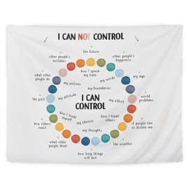 LUVADIAN Mental Health Tapestry - I Can and Cannot Control Tapestry Wall Hanging for Classroom School Counseling Office Therapy Office Decor, Mental Health Wall Decor, 50x60 Inches