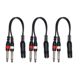 Kurrent Electric 1/4 Inch Stereo TRS Female to 2 X 1/4 Inch Male Mono Y Splitter Break-Out Cable (3)