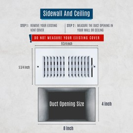 Fits 8x4 Duct Opening 2 Way Steel Air Supply Diffuser by Handua | Register Vent Cover Grill for Sidewall and Ceiling | White | Outer Dimensions: 9.75" X 5.75"
