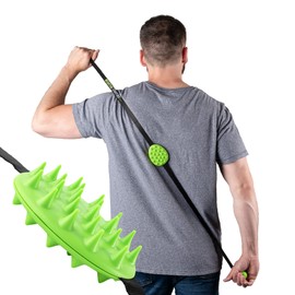 Cactus Scratcher 2-Hand Mini Back Scratcher - 2-Sided Back Scratching Tool for Hard-to-Reach Area, Durable 45" Strap w/Ball Handles for Towel Like Operation, Universal Gifts for Men and Women, Green