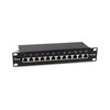 Equip 326623 12-Port Cat.6A Shielded Patch Panel, 10", Black